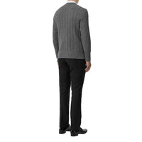 MID GREY MELANGE Pull en cachemire à maille torsadée
