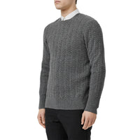 MID GREY MELANGE Pull en cachemire à maille torsadée