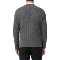 MID GREY MELANGE Pull en cachemire à maille torsadée