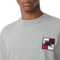 PALE GREY MELANGE T-shirt en coton avec emblème du Cavalier à damier