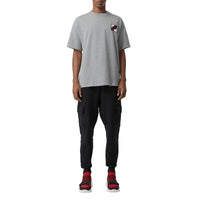 PALE GREY MELANGE T-shirt en coton avec emblème du Cavalier à damier