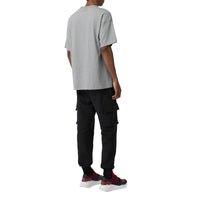 PALE GREY MELANGE T-shirt en coton avec emblème du Cavalier à damier