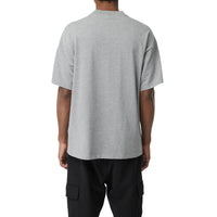 PALE GREY MELANGE T-shirt en coton avec emblème du Cavalier à damier