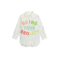 WHITE Chemise en coton et lin avec imprimé parapluie