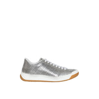 SILVER GREY Sneakers en cuir métallisé avec logo perforé