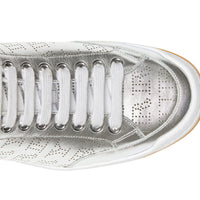 SILVER GREY Sneakers en cuir métallisé avec logo perforé