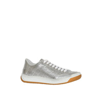 SILVER GREY Sneakers en cuir métallisé avec logo perforé