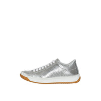 SILVER GREY Sneakers en cuir métallisé avec logo perforé