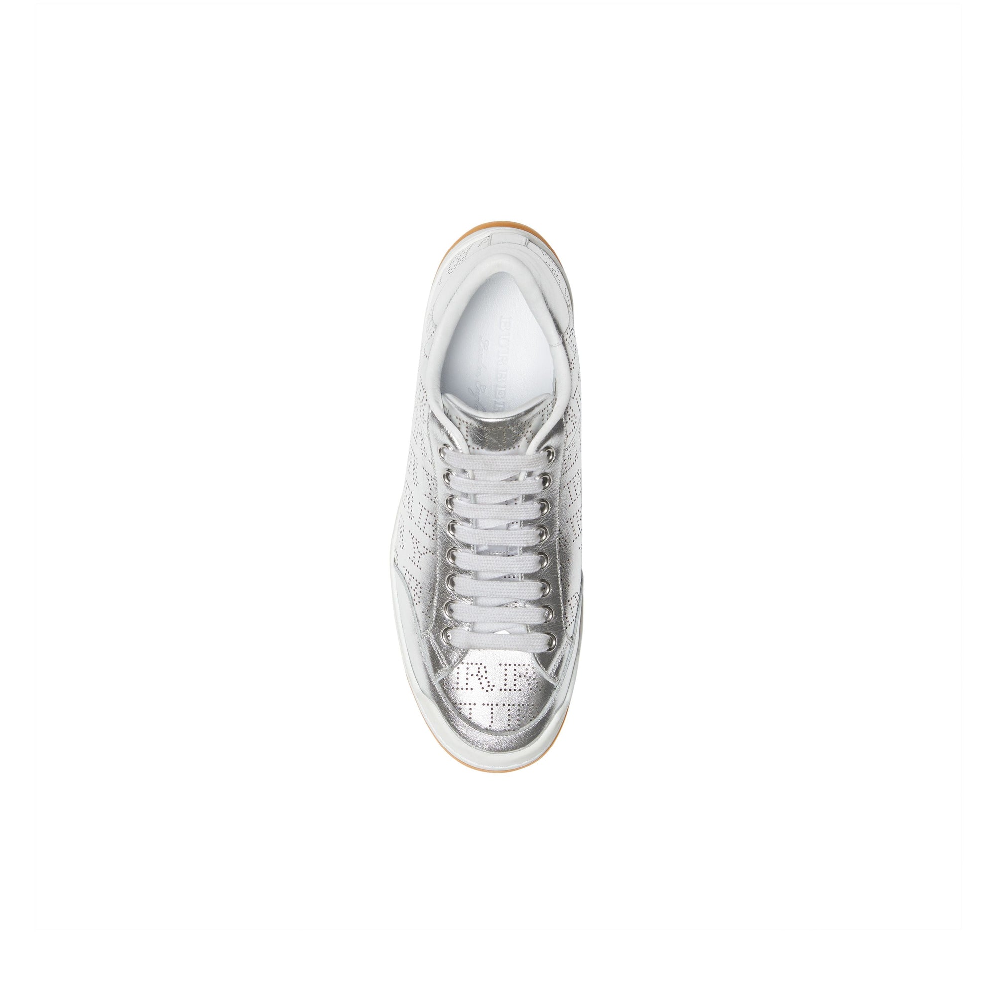 SILVER GREY Sneakers en cuir métallisé avec logo perforé