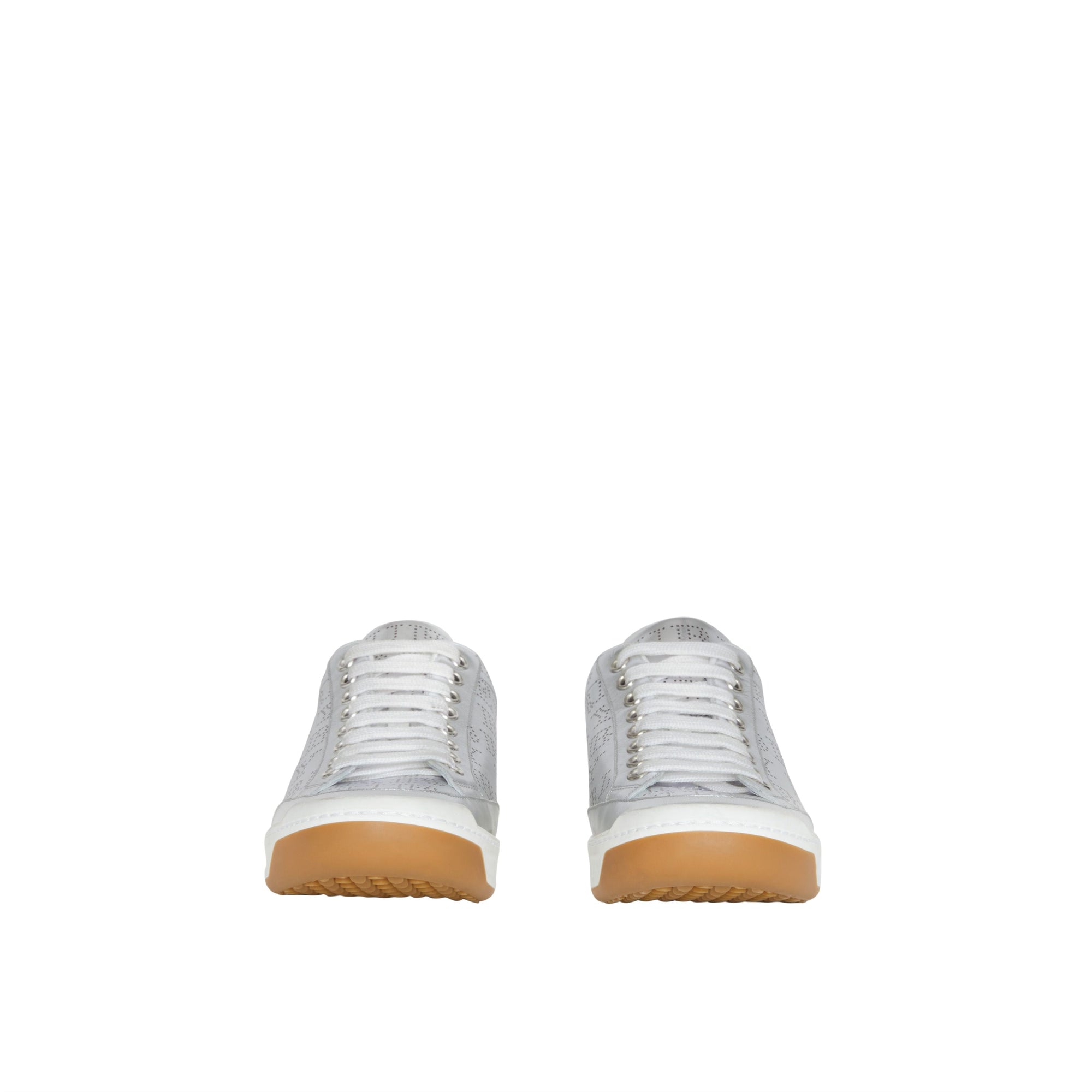 SILVER GREY Sneakers en cuir métallisé avec logo perforé