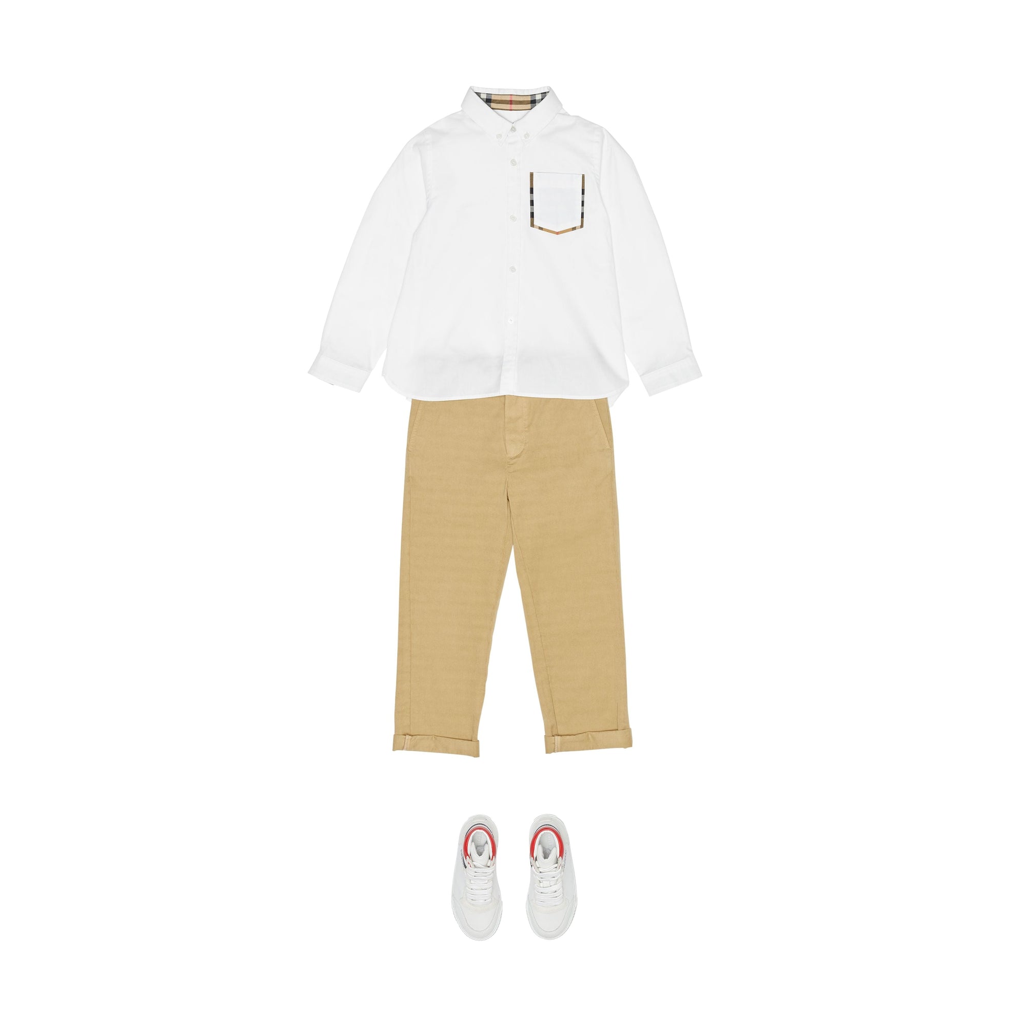 WHITE Chemise Oxford en coton à détails check
