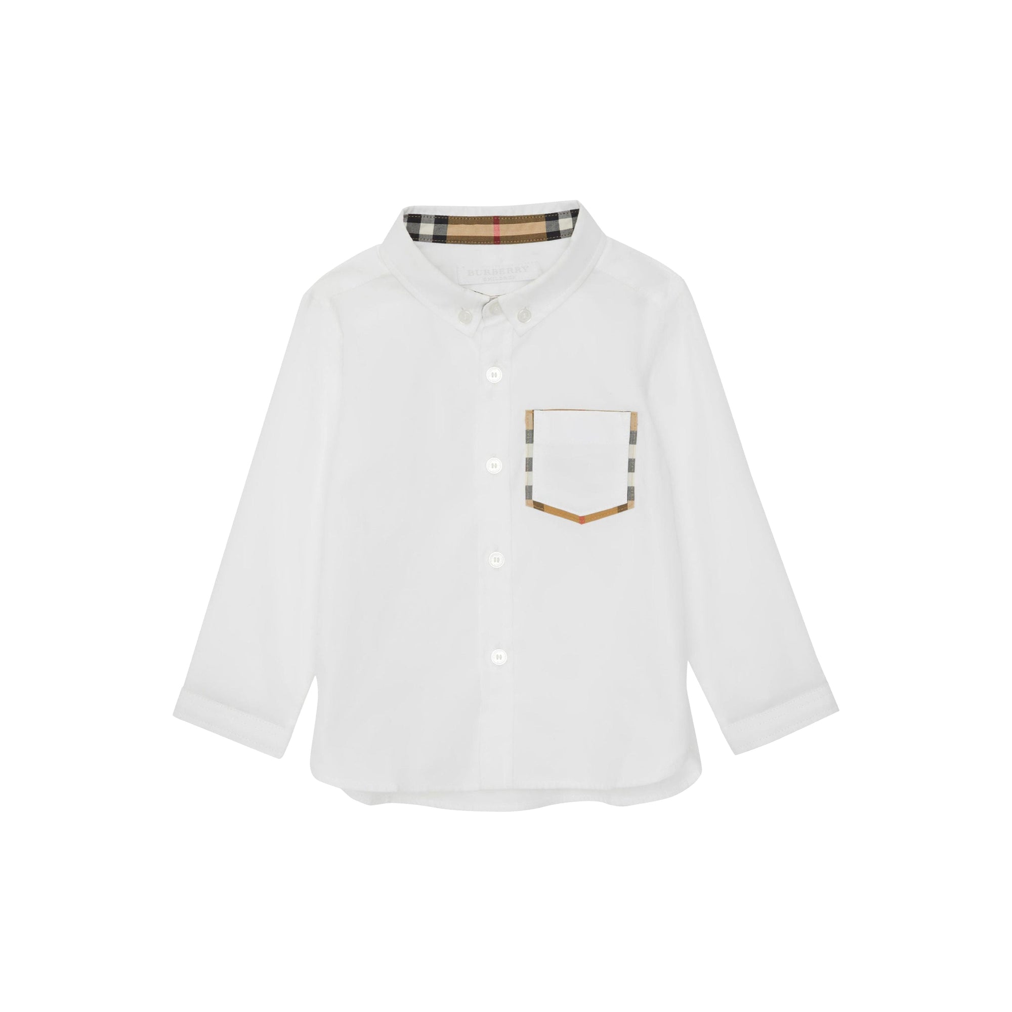 Chemise oxford en coton à détails check - Blanc