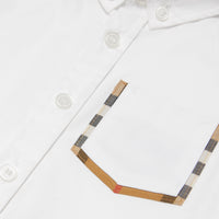 Chemise oxford en coton à détails check - Blanc