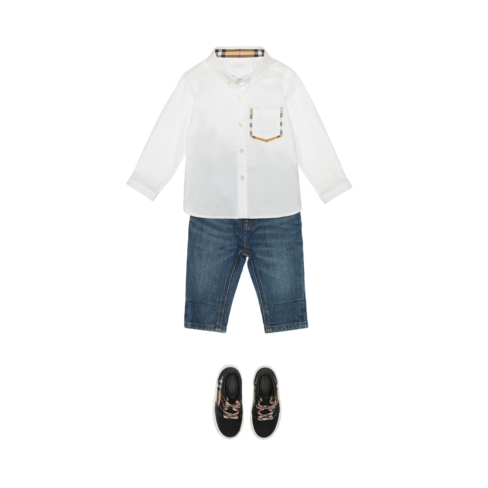 WHITE Chemise Oxford en coton à détails check