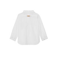 Chemise oxford en coton à détails check - Blanc