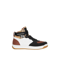 OPTIC WHITE/CAMEL Sneakers montantes en cuir et cuir velours