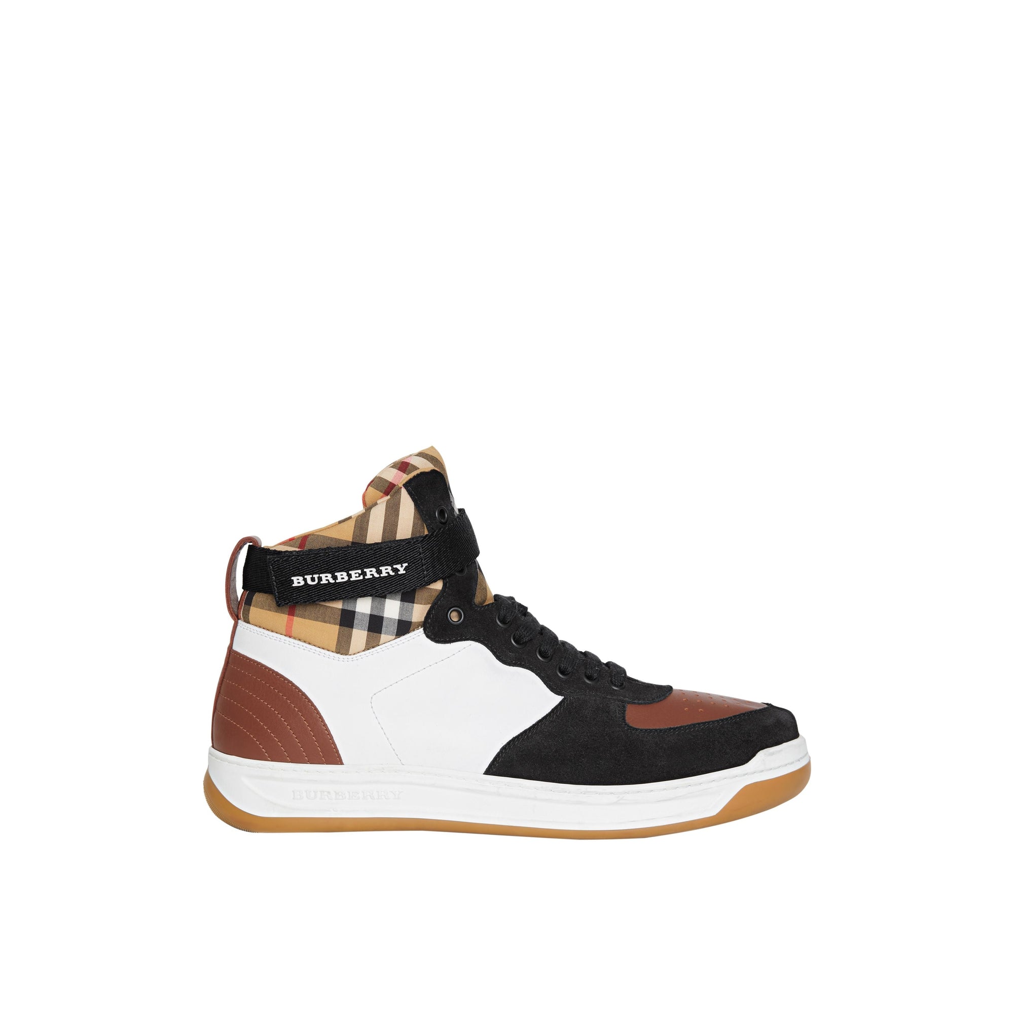 OPTIC WHITE/CAMEL Sneakers montantes en cuir et cuir velours