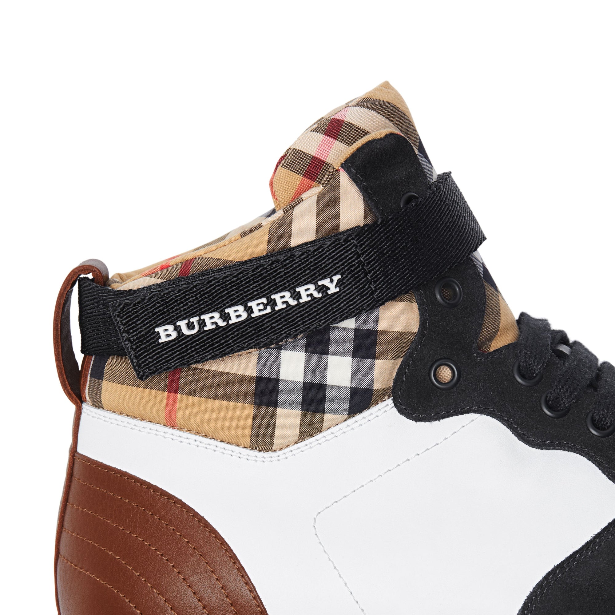 OPTIC WHITE/CAMEL Sneakers montantes en cuir et cuir velours