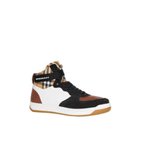 OPTIC WHITE/CAMEL Sneakers montantes en cuir et cuir velours