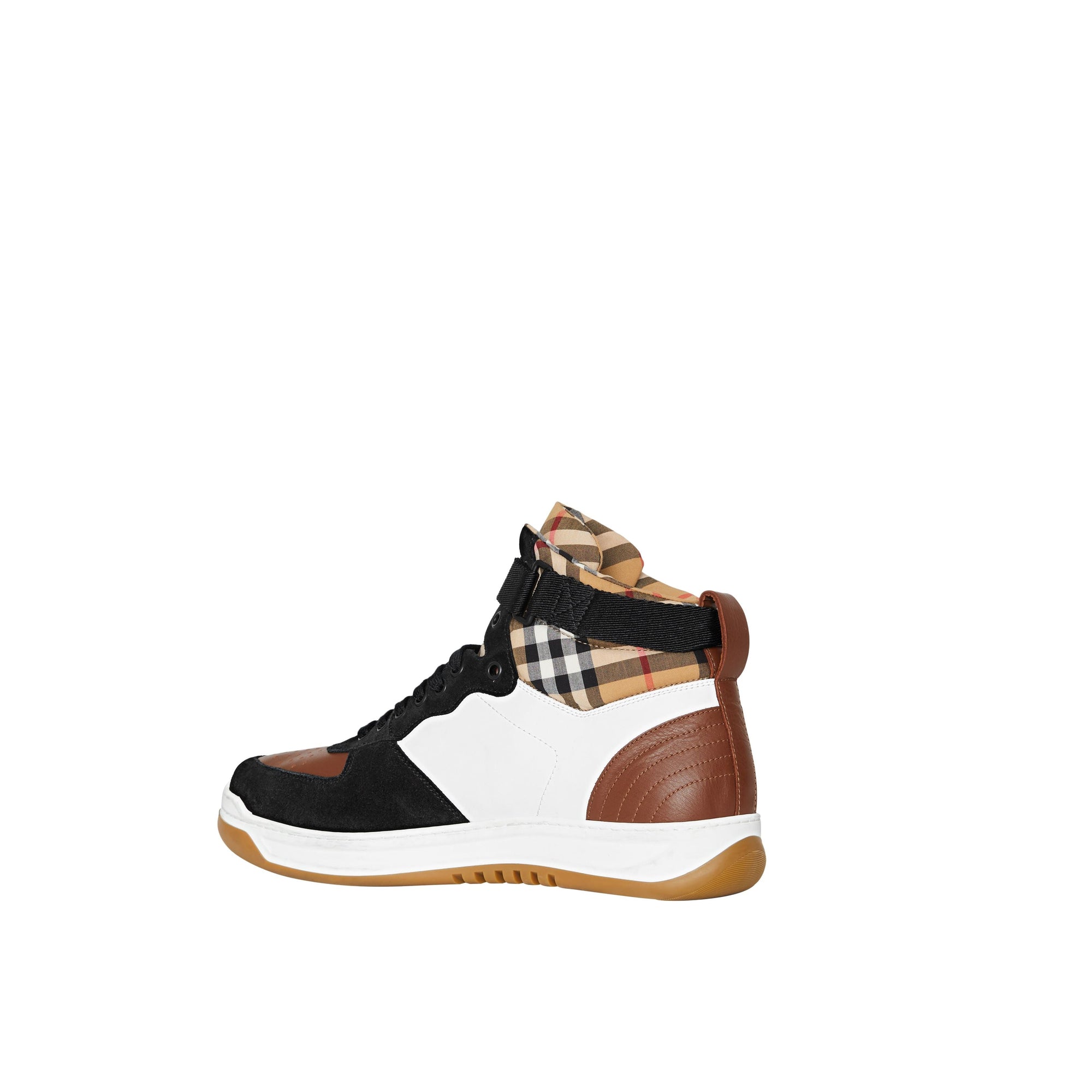 OPTIC WHITE/CAMEL Sneakers montantes en cuir et cuir velours