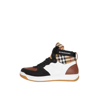 OPTIC WHITE/CAMEL Sneakers montantes en cuir et cuir velours