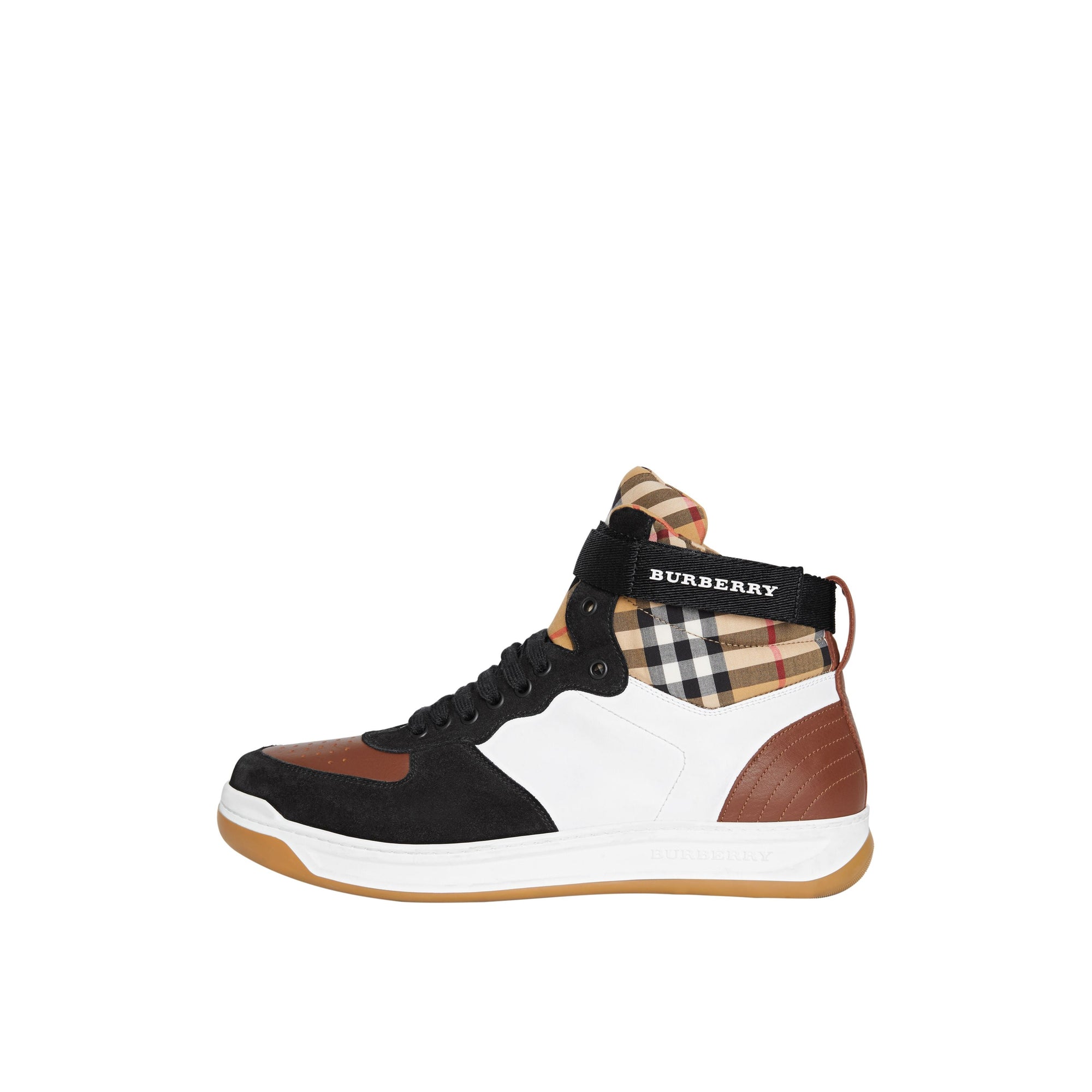 OPTIC WHITE/CAMEL Sneakers montantes en cuir et cuir velours