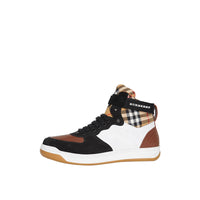 OPTIC WHITE/CAMEL Sneakers montantes en cuir et cuir velours