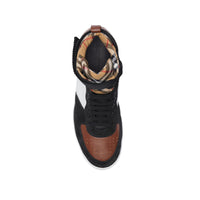 OPTIC WHITE/CAMEL Sneakers montantes en cuir et cuir velours