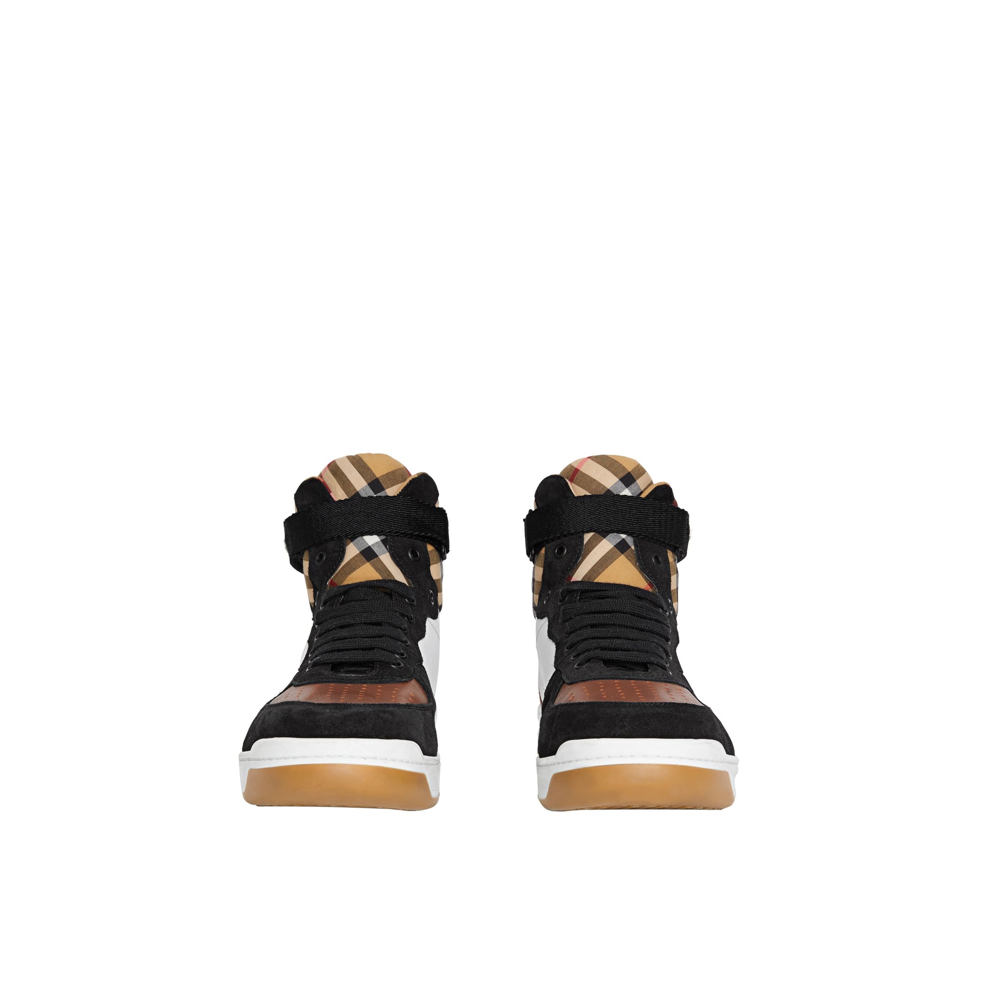 OPTIC WHITE/CAMEL Sneakers montantes en cuir et cuir velours