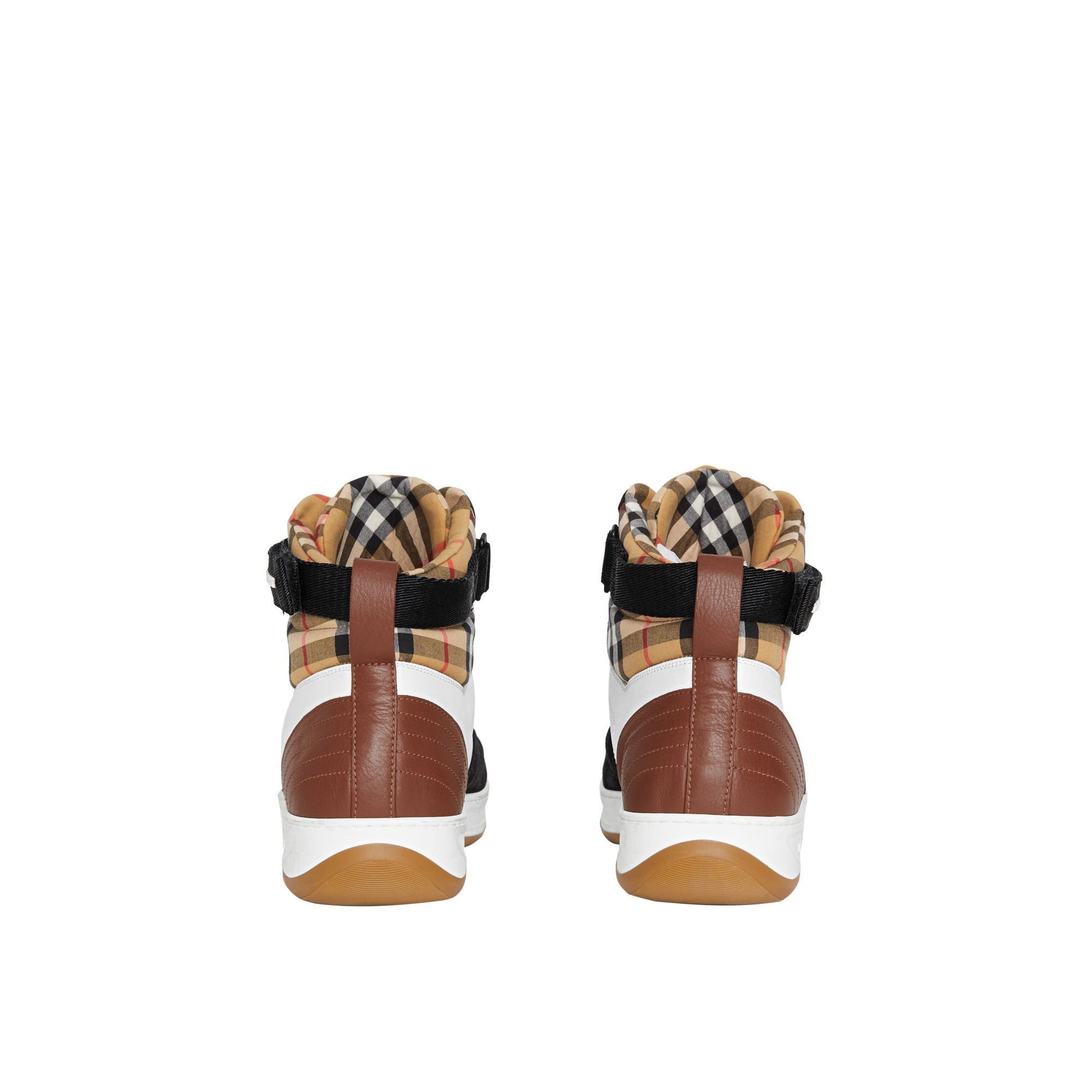 OPTIC WHITE/CAMEL Sneakers montantes en cuir et cuir velours