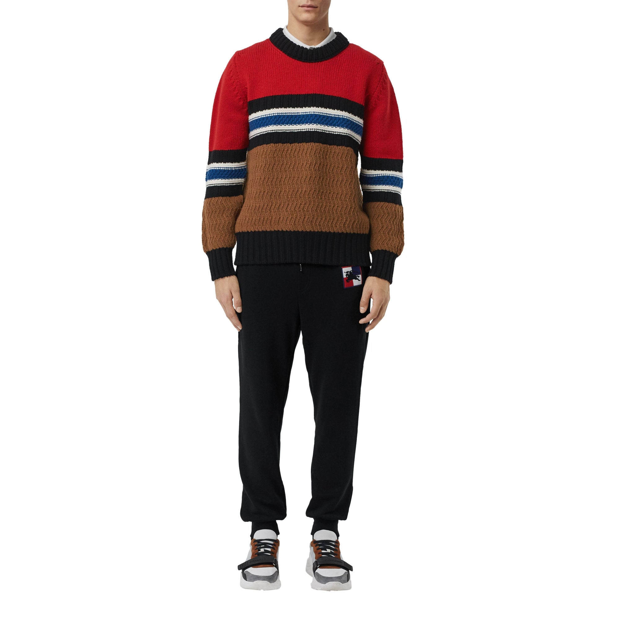 BLACK Pantalon de survêtement en coton avec emblème du Cavalier à damier