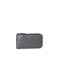 CHARCOAL GREY Portefeuille zippé avec porte-monnaie en cuir bicolore