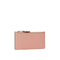 ASH ROSE Porte-cartes zippé en cuir bicolore