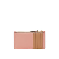 ASH ROSE Porte-cartes zippé en cuir bicolore