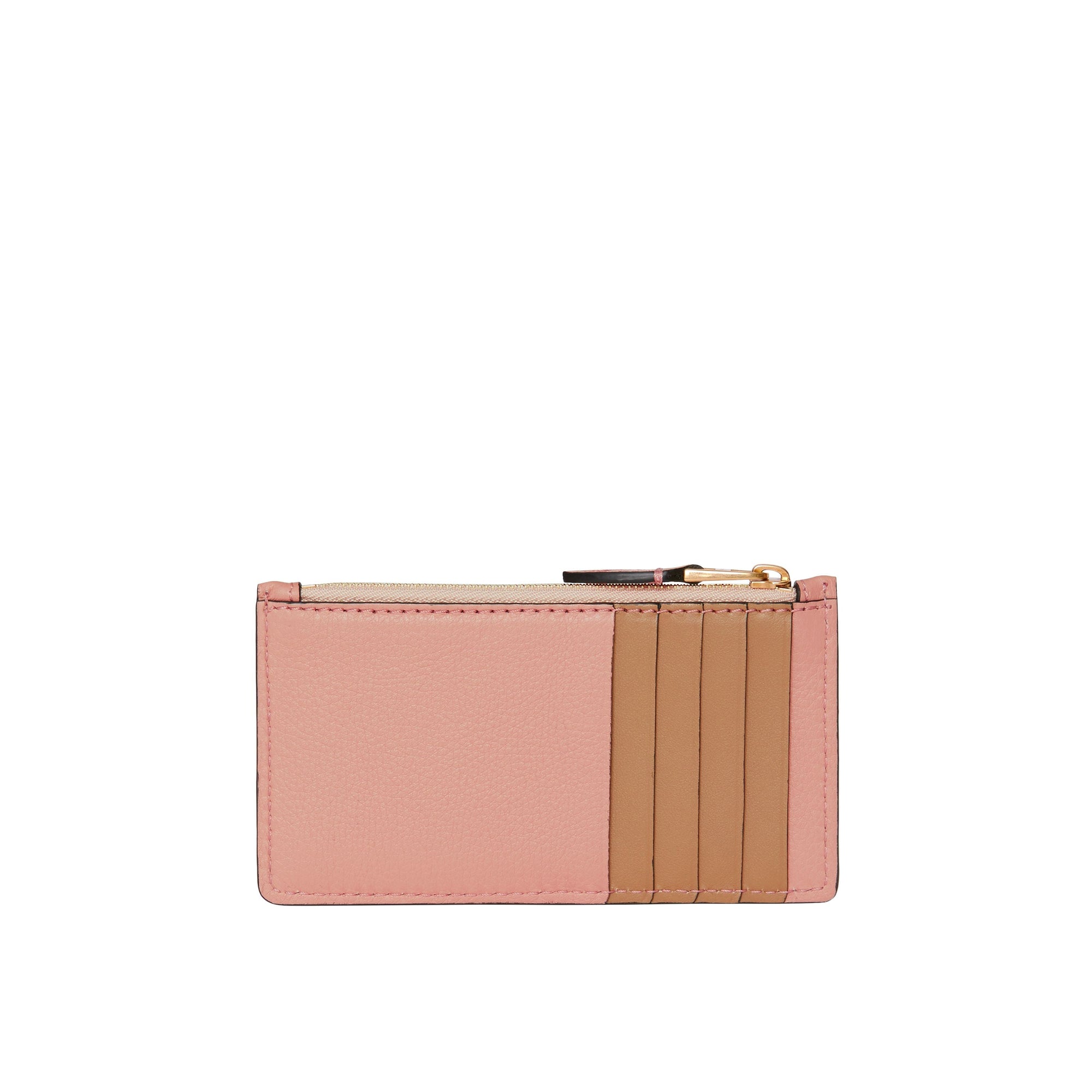 ASH ROSE Porte-cartes zippé en cuir bicolore