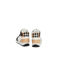 ANTIQUE YELLOW/CAMEL Sneakers montantes en cuir et à motif Vintage check