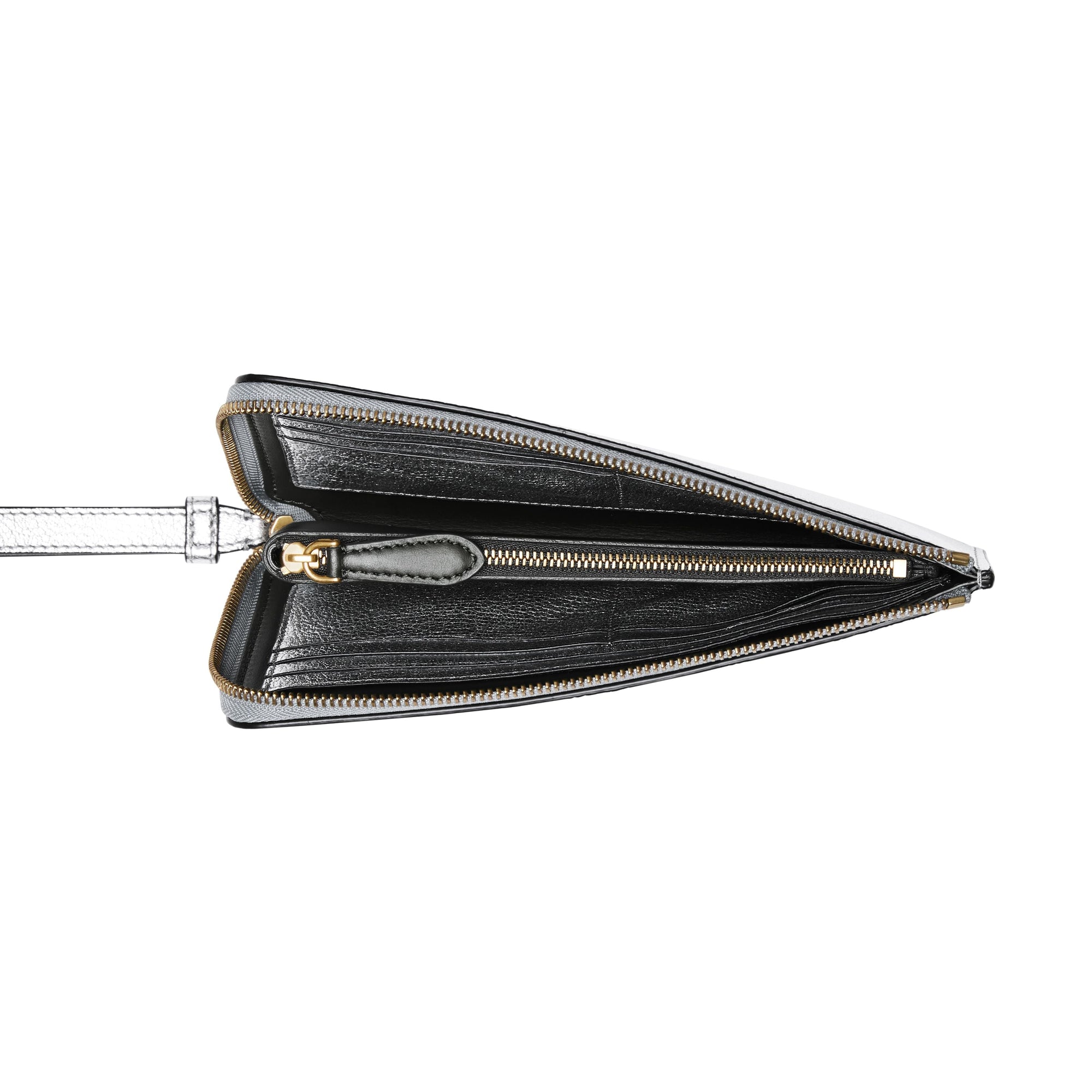 Portefeuille de voyage en cuir métallisé bicolore - Argent