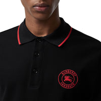 BLACK Polo en piqué de coton avec logo brodé