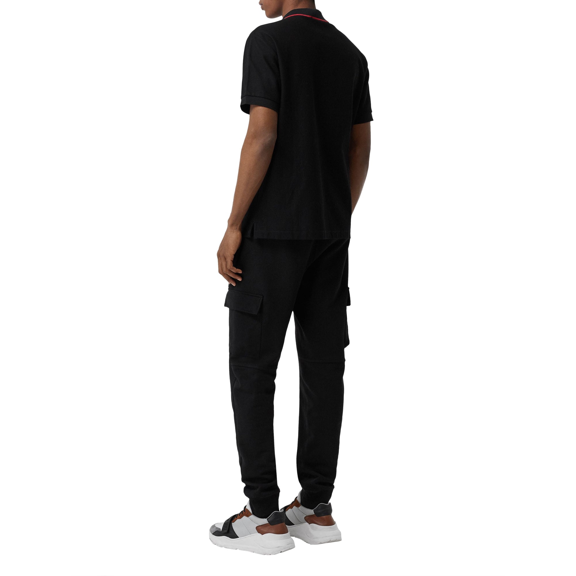 BLACK Polo en piqué de coton avec logo brodé