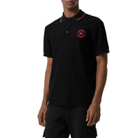 BLACK Polo en piqué de coton avec logo brodé