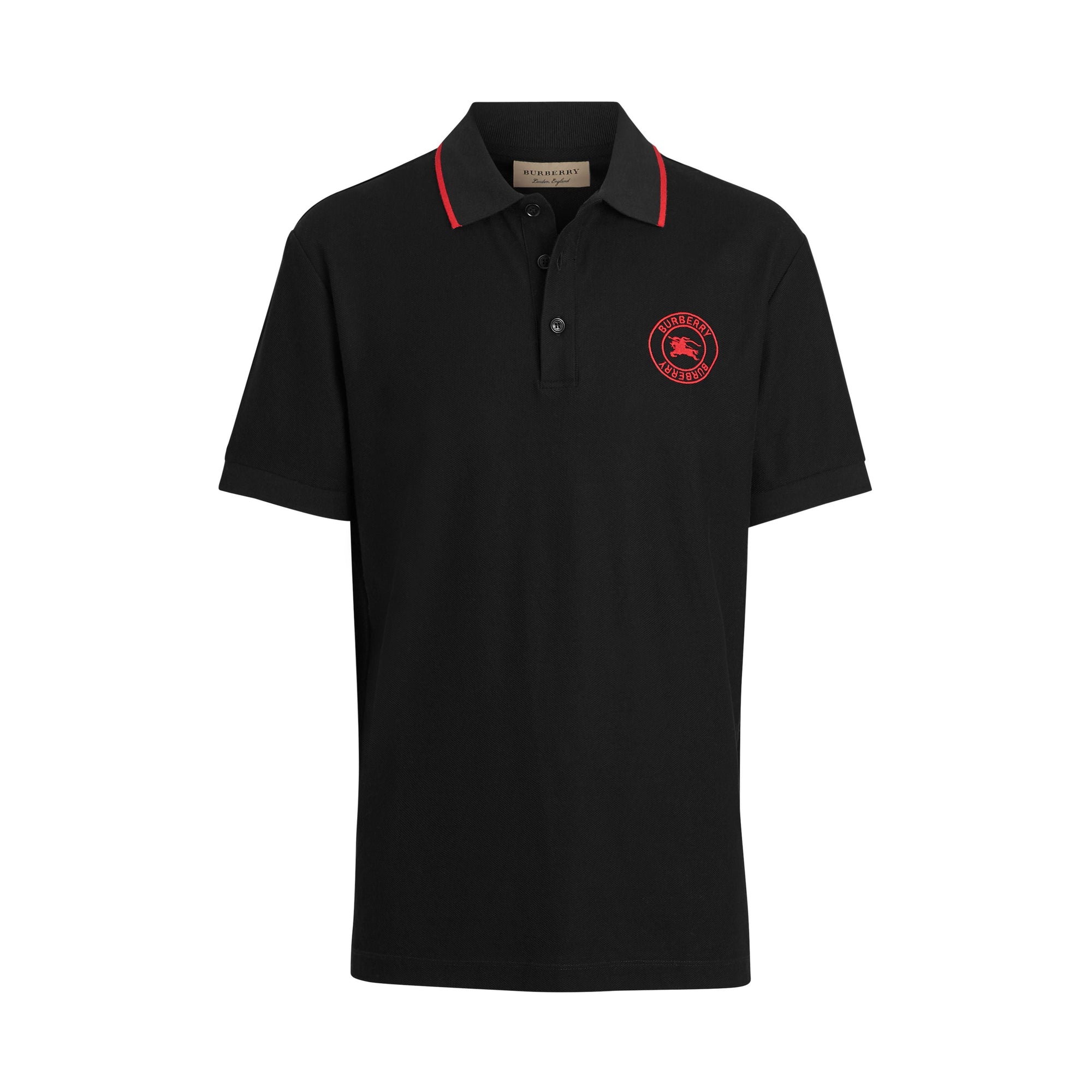 BLACK Polo en piqué de coton avec logo brodé