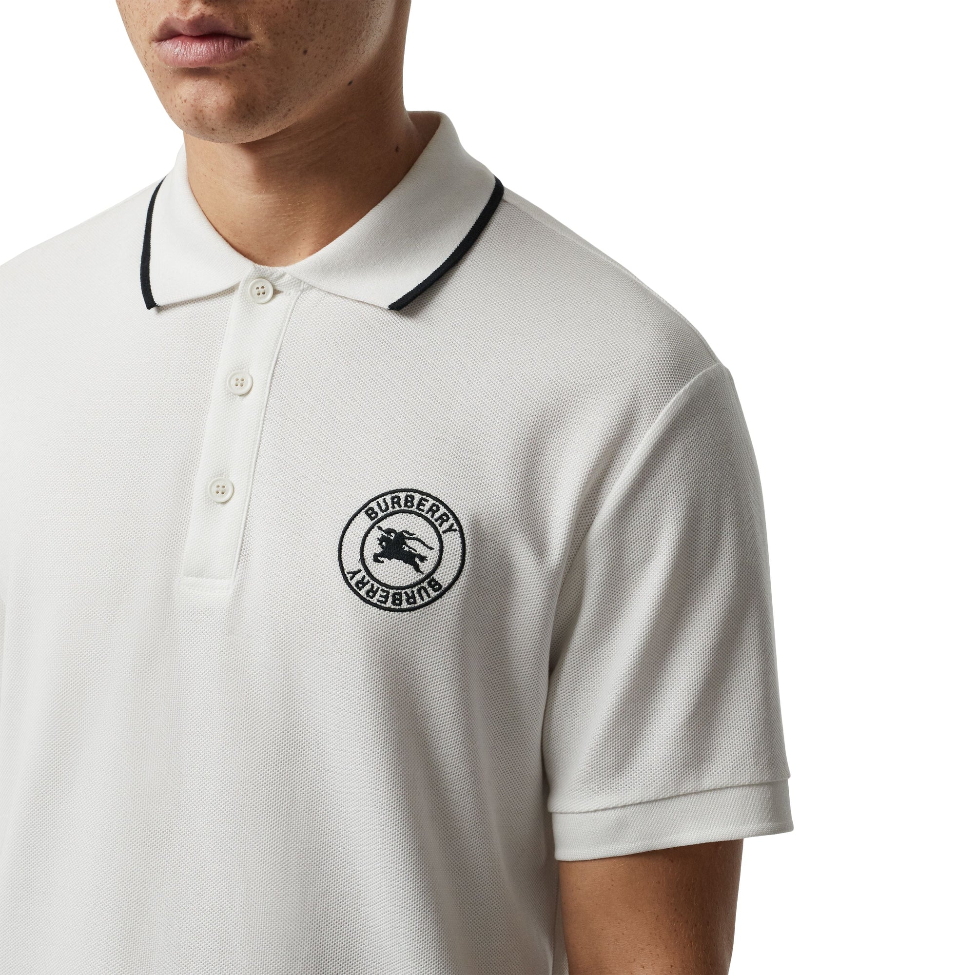 WHITE Polo en piqué de coton avec logo brodé
