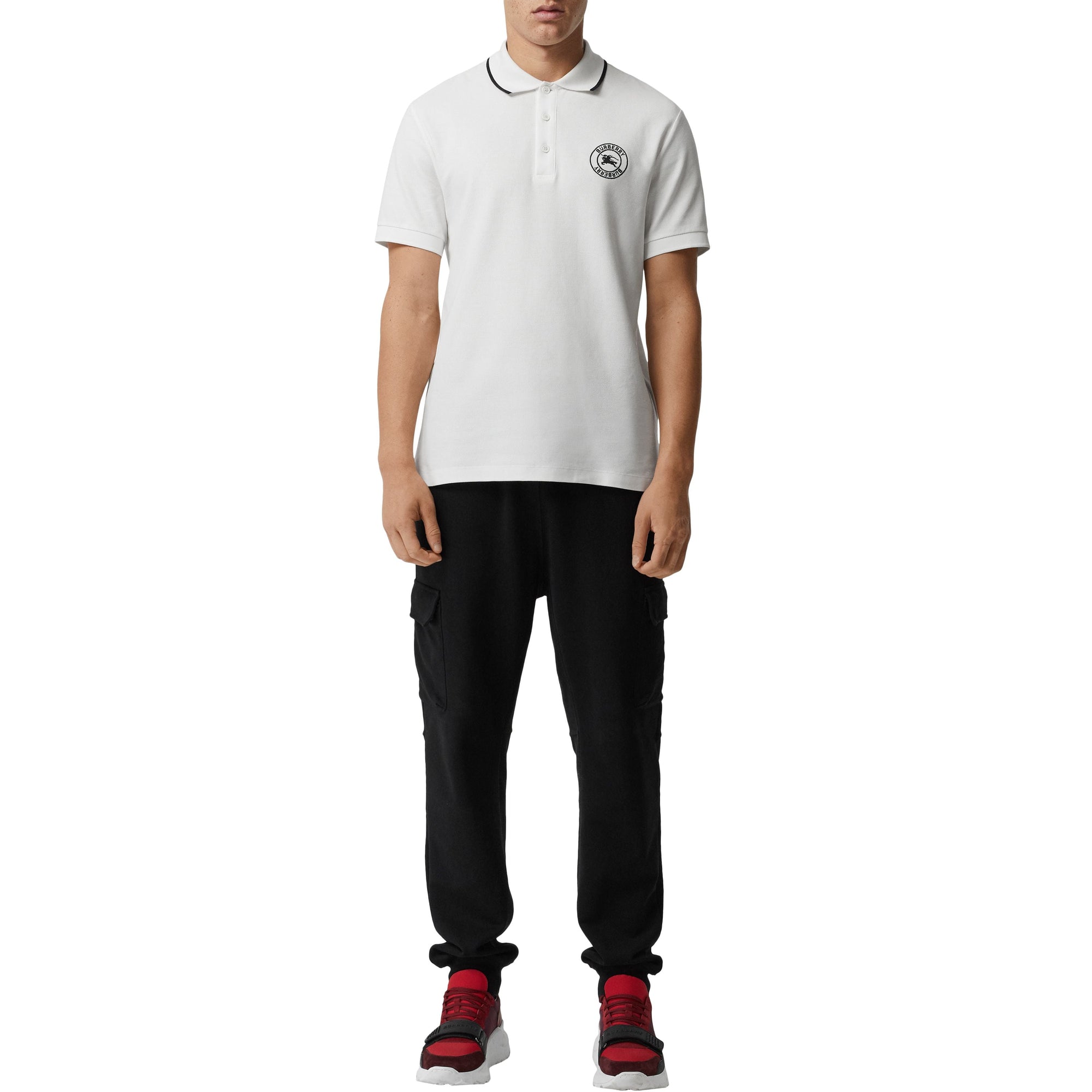 WHITE Polo en piqué de coton avec logo brodé