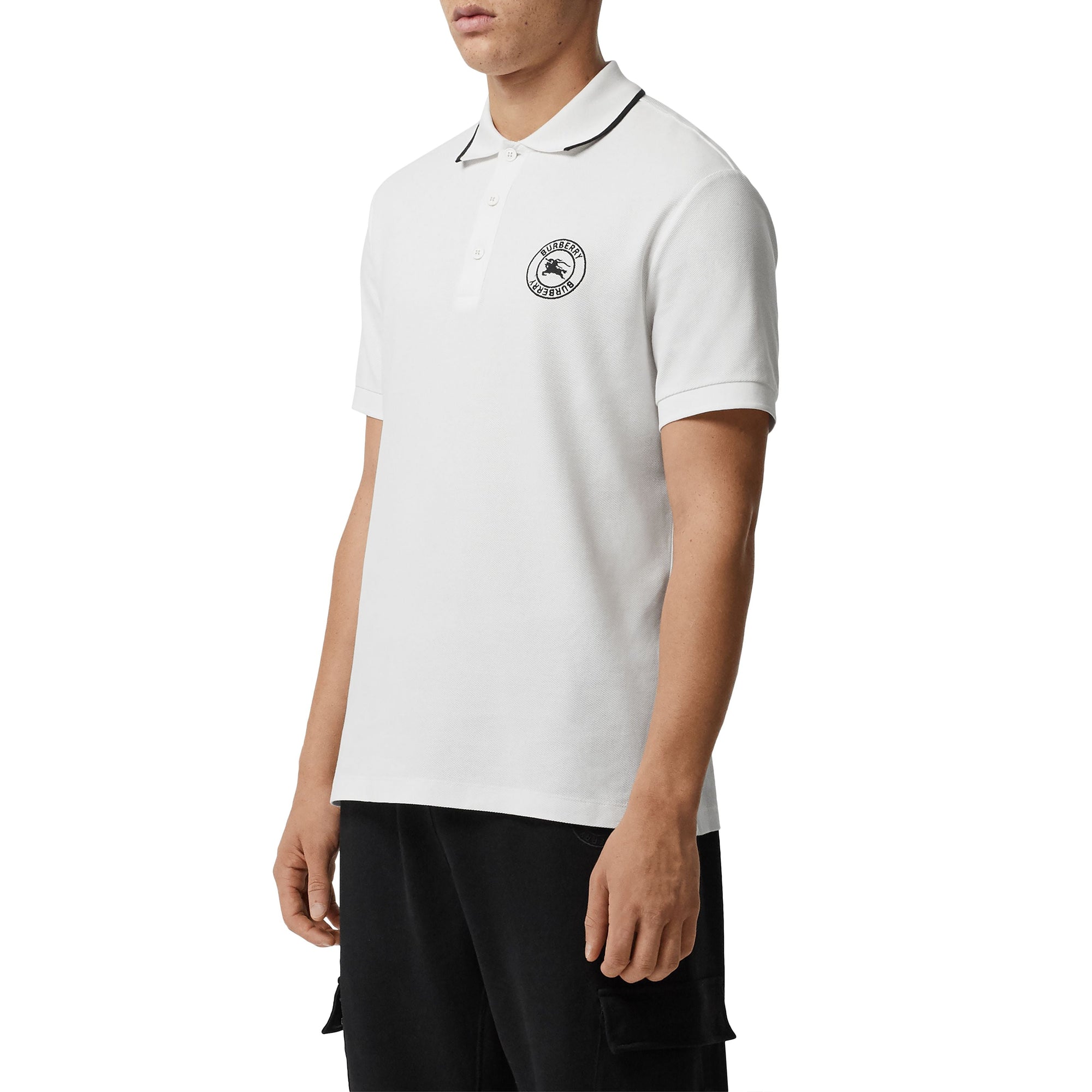 WHITE Polo en piqué de coton avec logo brodé