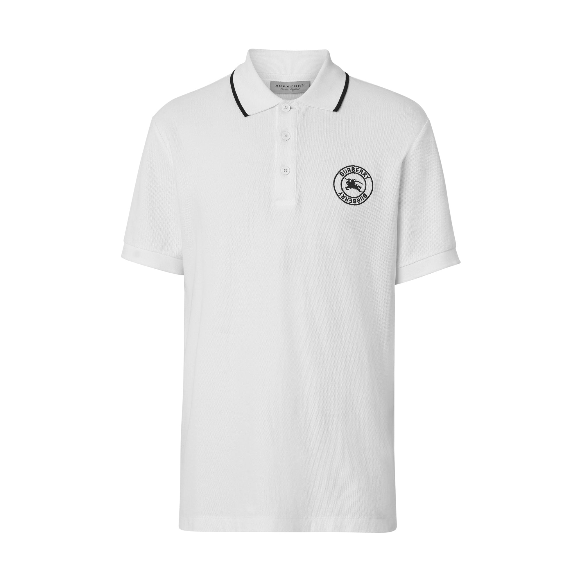 WHITE Polo en piqué de coton avec logo brodé