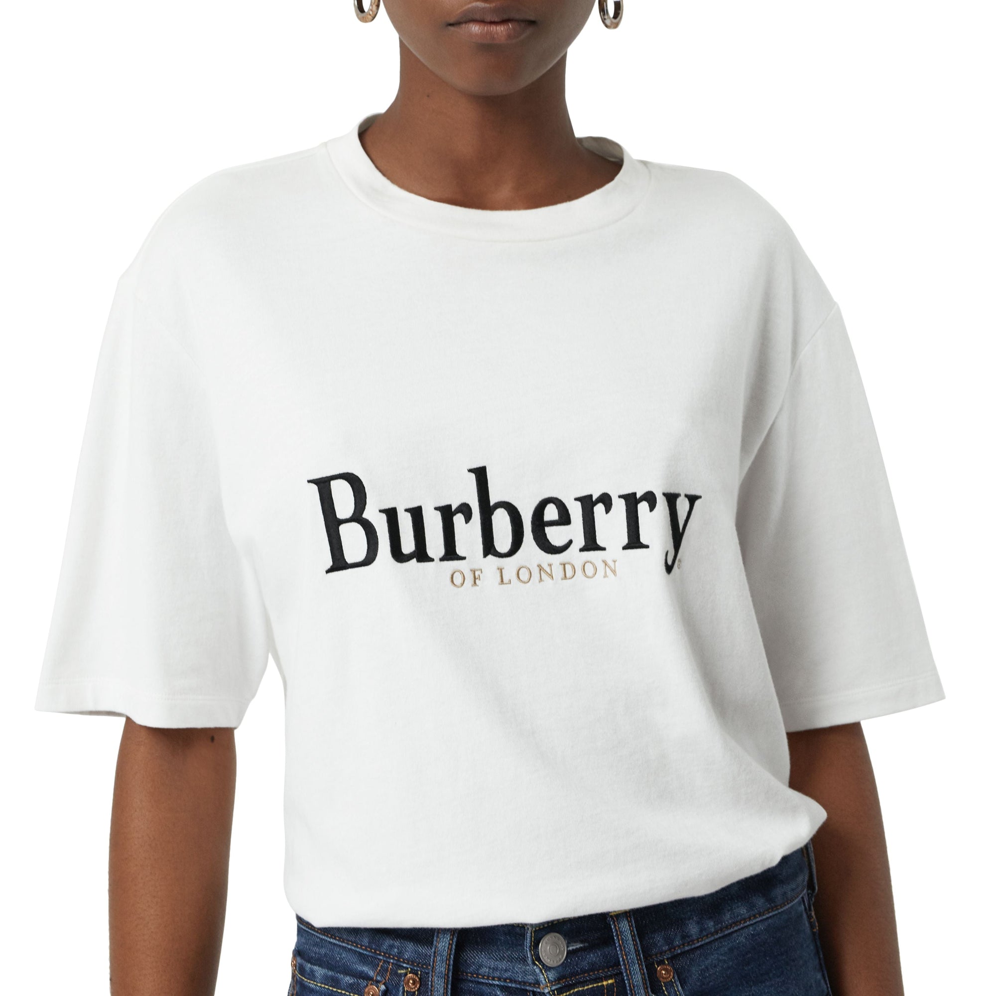 WHITE/BLACK T-shirt en coton avec logo d'archive brodé