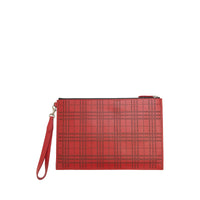 Pochette zippée edin à carreaux perforés - Rouge
