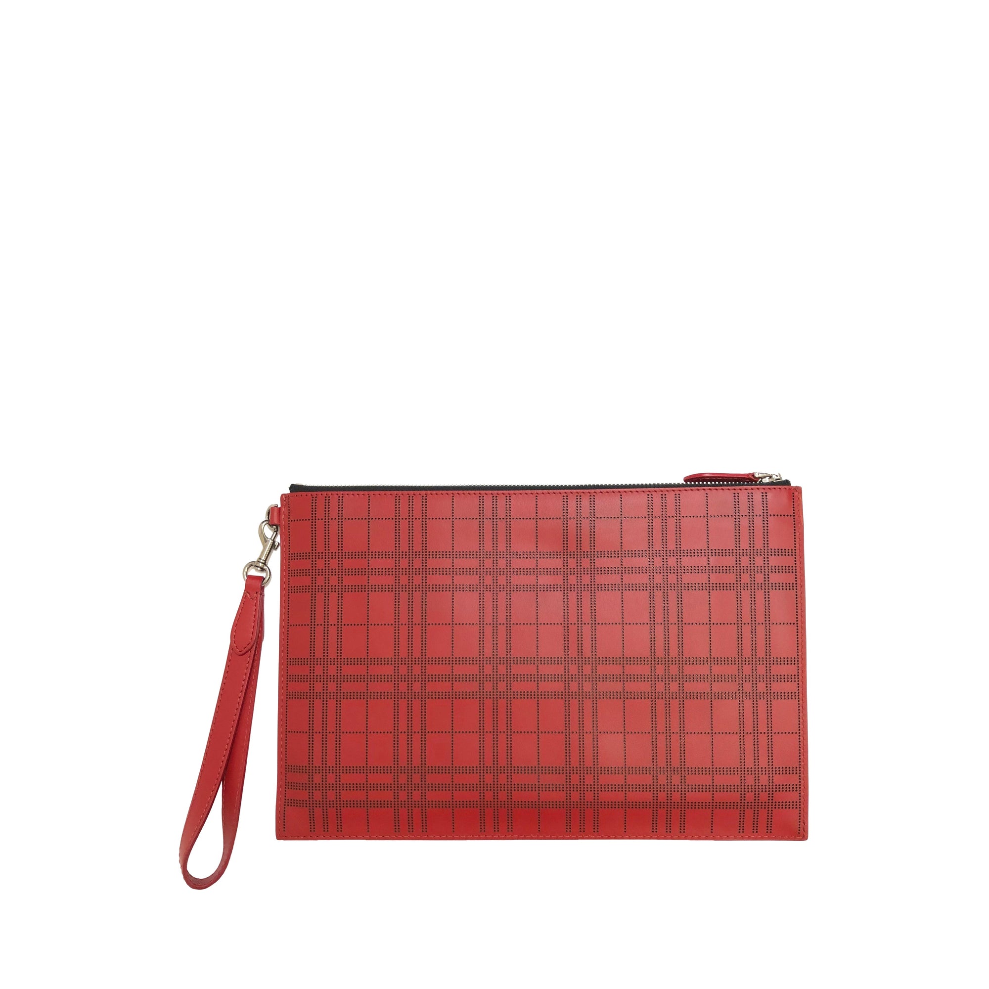 Pochette zippée edin à carreaux perforés - Rouge