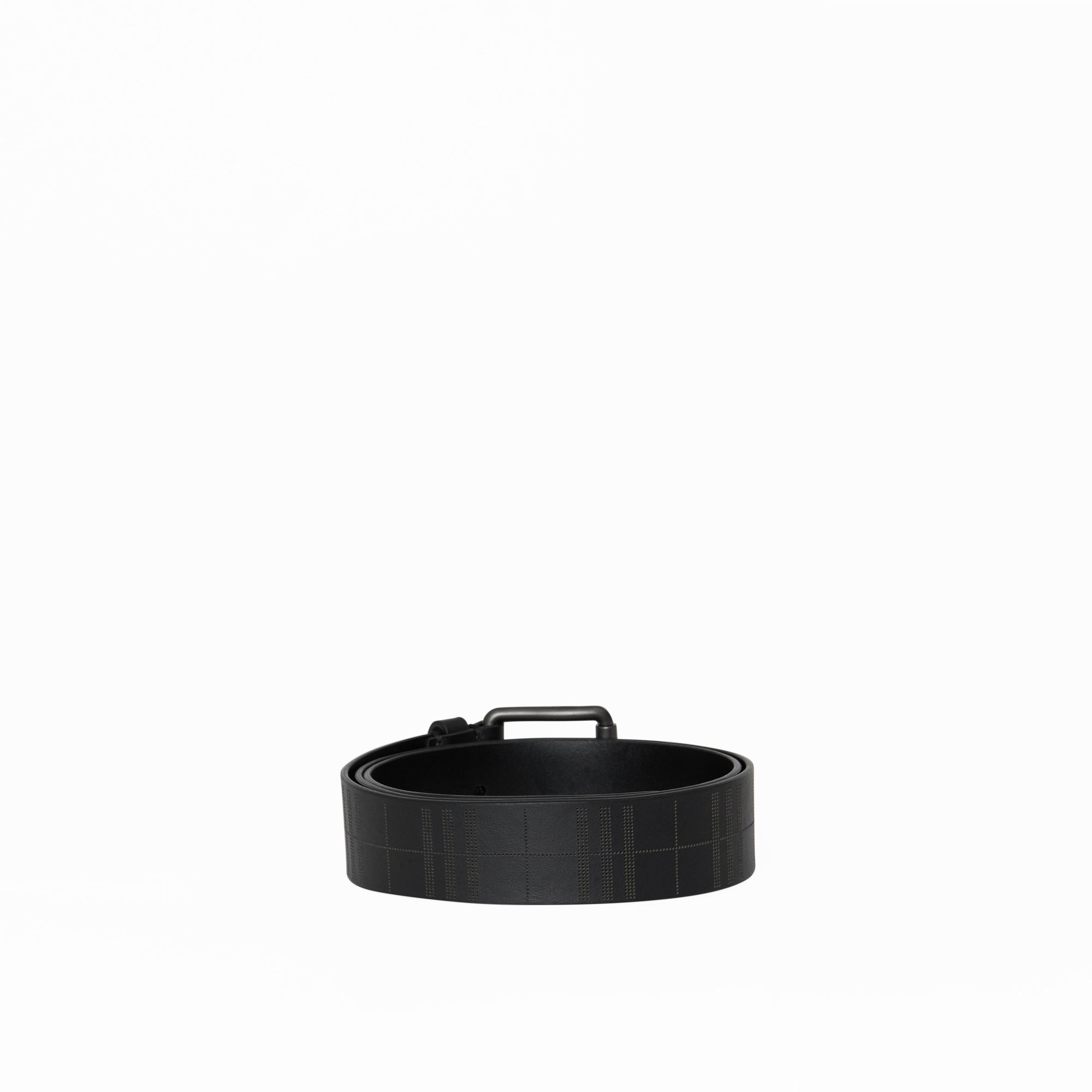 BLACK Ceinture en cuir à motif check perforé