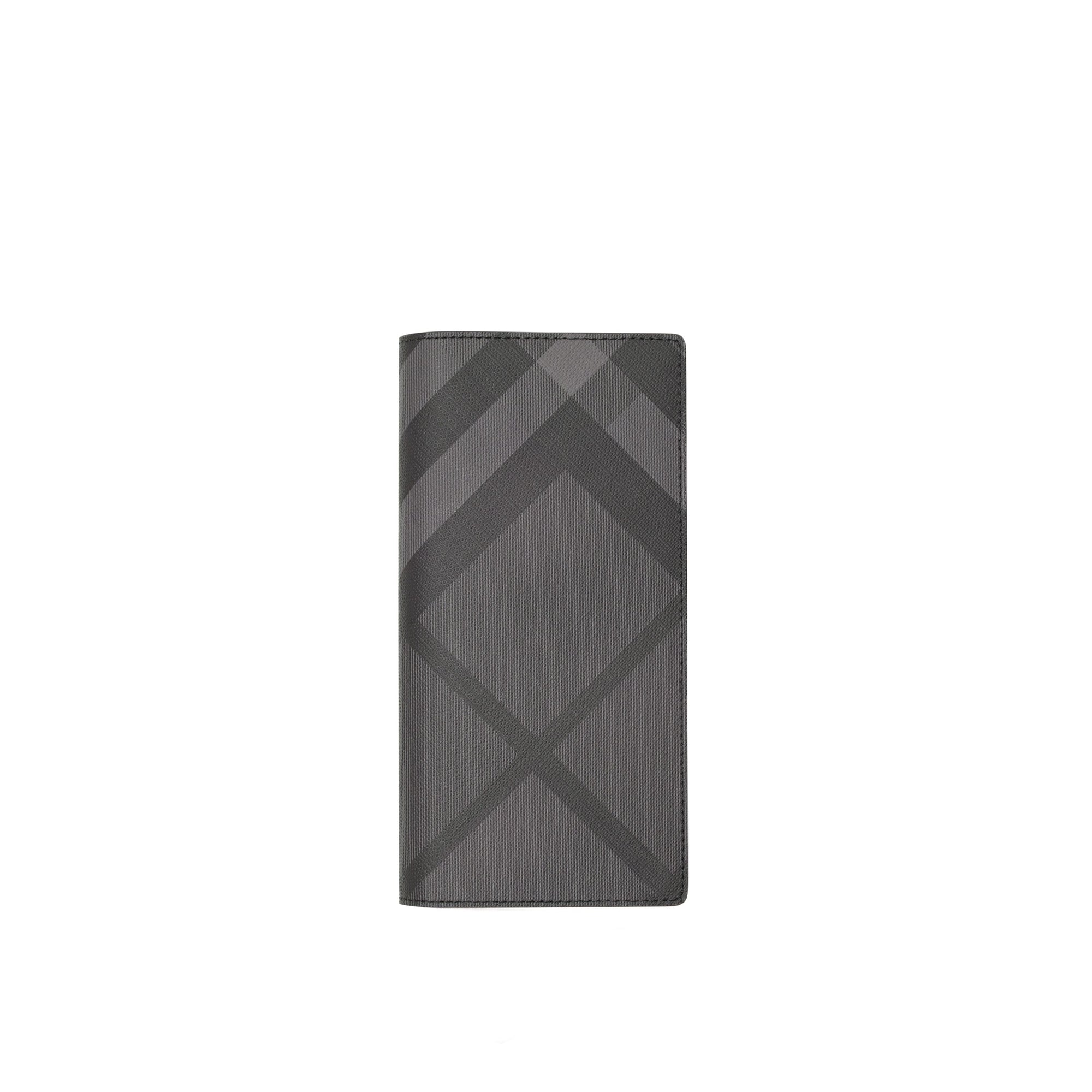 CHARCOAL/BLACK Portefeuille continental en cuir et London check